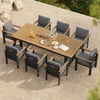 Tevara 6-Person Rectangle Wood & Aluminium Outdoor Patio Dining Table 8 Dining Chairs