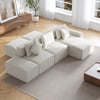 138" 6-Piece Cotton & Linen Modular Chaise Sectional Sofa with Ottomans