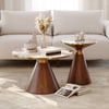 2-piece Set of Round Walnut Sculra Coffee Tables with Sintered Stone Top (20 cm - 70 cm)