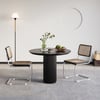 Japandi 32" Round Black Wood Dining Table, Seats 2