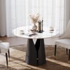 Modern 39" Round Sintered Stone Dining Table with Black Carbon Steel Base, Seats 2