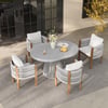 5 Pieces Extendable Outdoor Dining Set & Round Dining Table with 4 Woven Armchairs