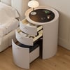 Round Smart Leather Dressing Table with Chair with Charging Station