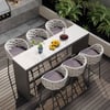 7-Piece Outdoor Sintered Stone & Aluminium Bar Dining Set with 6 Bar Stools in Light Grey