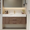 Modern 39" Walnut Floating Single Bathroom Vanity with Sintered Stone Top and Sink