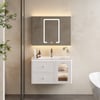 800mm Modern Floating LED Bathroom Vanity with Ribbed Glass Door & Drawers