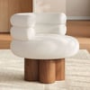 Modern Boucle Barrel Swivel Accent Chair with Solid Wood Base