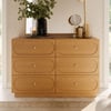 Krila 1200mm Modern Natural 6-Drawer Dresser with Charging Station