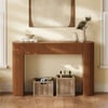Console ovale en noyer avec plateau en bois ondulé