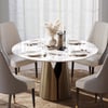 Modern 47" Round Sintered Stone Dining Table with Gold Carbon Steel Base, Seats 4