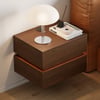 Lumio Walnut 2-Drawer Floating LED Bedside Table with Charging Station
