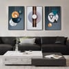 Ensemble de décoration murale de luxe 3 pièces avec cadre noir, peintures abstraites dans le salon