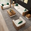 Wovent Modern Beige Faux Leather Tufted Sofa & Loveseat Living Room Set of 3