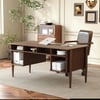 64" Mid-century Style Walnut Home Office Desk & Faux Leather Adjustable Office Chair