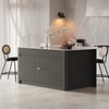 Mid-Century Modern 183 cm Glossy Sintered Stone Top Kitchen Island with Storage, Black