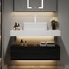 Meuble-lavabo simple flottant Modena de 90 cm avec évier, plan en pierre frittée