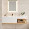 Ensemble de vanité de salle de bain flottant moderne de 1500 mm avec montage mural à vasque unique blanc et naturel
