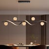 LED Linear Kitchen Island Light – 6-Light Dimmable Black Fixture with Glass Globe Shades