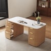 Modern 64" Rounded Edge White Sintered Stone Desk with Dual Storage