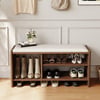 40" Wood Shoe Storage Entryway Bench Leather Upholstered