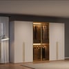 Minimalistische en luxe 6-deurs kledingkast met glazen display en verlichting