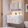 100cm White Floating Bathroom Vanity Set with LED Mirror Cabinet