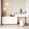 Modern Ivory Extendable Makeup Vanity Set with 8 Drawers and Stool