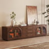Arune 203 cm Arched Glass Doors TV Unit with Storage and LED
