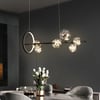  Modern 7-Light Black Kitchen Island Light with Glass Globe Shade Ceiling Pendant Lights