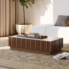 Aura 47" Ash Wood Slatted Coffee Table with Sintered Stone Top