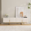 Meuble TV Grovyn 200 cm avec plateau en pierre frittée et design cannelé