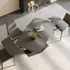 Table de salle à manger moderne extensible en pierre frittée grise de 1800 mm avec base en X à feuilles pour 4 à 6 personnes