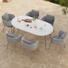 7 Pieces 70.9" Outdoor Sintered Stone Top Dining Table Set with Rope Woven Armchairs