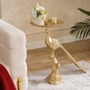 Peacock Figurine Art Deco Gold Side Table with Tray Top