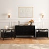 Stria Black Fluted 6-Drawer Dresser & 2 Wide Nightstands Set