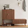37" Ash Wood Veneer Shoe Storage Fluted Entryway Cabinet