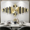 3D Modern Metal Wall Clock Geometric Home Wall Decor in Black & Gold For Living Room