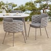 2 Pieces Mid Century Modern Aluminium & Ropes Outdoor Patio Dining Chair Armchair Grey