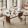 71" Sintered Stone Rectangular Dining Table with Doubel Pedestal Seats 6-8 People