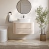 800mm Whitewash Fluted Bathroom Vanity with Vessel Sink – Wall-Mounted Floating Design