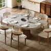 Japandi 39"–55" Extendable Round-to-Oval Wood Dining Table–Concrete Gray, Seats 4–6