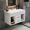 Modern 90 cm Floating Single Bathroom Vanity with Sink, Sintered Stone Top