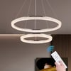 Modern Double Ring LED Chandelier – 31.5", Adjustable Suspension, 3-Color Dimmable