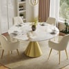 Tavolo da pranzo rotondo in pietra sinterizzata da 1350 mm con base in oro spazzolato per 4-6 persone