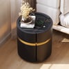 Saddle Leather 2-Drawer Smart LED Bedside Table with Wireless Charging