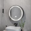 24" Round LED Black Medicine Cabinet with Storage, Anti-Fog, Dimmable
