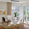 1800mm White Faux Marble Dining Table for 8 Crescent Base Sintered Stone