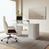 Velign 60" White Standing Computer Desk with 2-Door Storage Cabinet