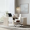 Modern 152 cm L-Shaped Whitewash Office Desk with Drawers, Rotating Design