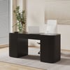 Velign 60" Black Standing Writing Desk with 2-Door Storage Cabinet